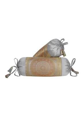 Lal Haveli Silk Bolster Cushion Cover for Diwan/Bed/Sofa Decorations 18 x 8 inch Set of 2 Pcs 1
