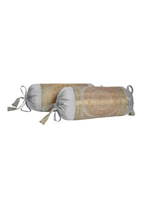 Lal Haveli Silk Bolster Cushion Cover for Diwan/Bed/Sofa Decorations 18 x 8 inch Set of 2 Pcs 2