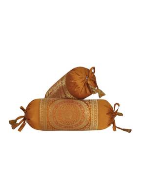 Lal Haveli Handmade Silk Fabric Bolster Pillow Cushion Covers Set of 2 Pcs 18 x 8 inch 1