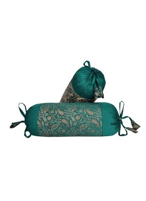 Lal Haveli Handmade Designer Silk Bolster Pillow Cushion Covers Set of 2 Pcs 18 x 8 inch 1
