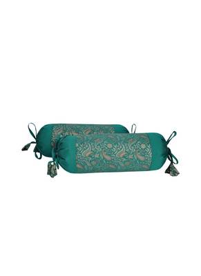 Lal Haveli Handmade Designer Silk Bolster Pillow Cushion Covers Set of 2 Pcs 18 x 8 inch 2