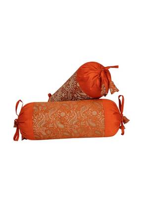 Lal Haveli Designer Silk Fabric Bolster Pillow Cover Set of 2 Pcs 18 x 8 inch 1