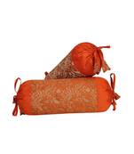 Lal Haveli Designer Silk Fabric Bolster Pillow Cover Set of 2 Pcs 18 x 8 inch
