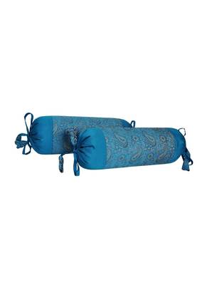 Lal Haveli Living Room Decorative Silk Bolsters Pillow Cushion Cover Set of 2 Pcs 18 x 8 Inch 2