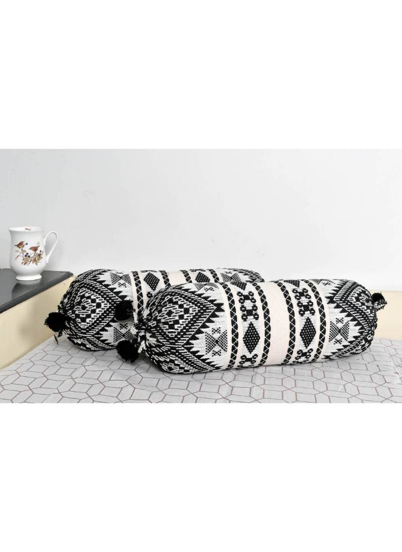 Lal Haveli Round Bolster Cushion Covers 18 x 8 inch Set of 2 Pcs LAL