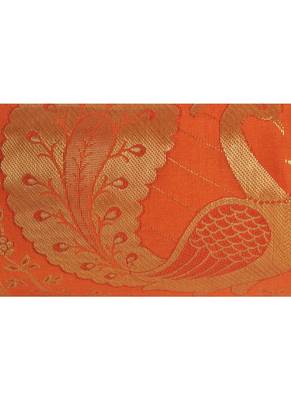 Lal Haveli Living Room Decorative Silk Bolster Cover Orange Color 18 x 8 Inch Set of 2 Pcs 4