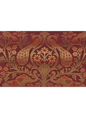 Lal Haveli Maroon Color Silk Fabric Elephant & Peacock Design Bolster Covers 18 x 8 Inch Set of 2 Pcs 4