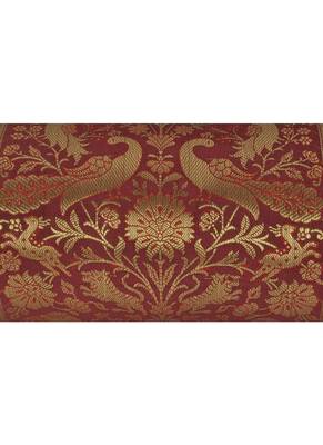 Lal Haveli Peacock Design Silk Bolster Cushion Maroon Color Housewarming Gift 18 x 8 Inch Set of 2 Pcs 4