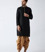 Black Plain Silk Blend Dhoti Kurta