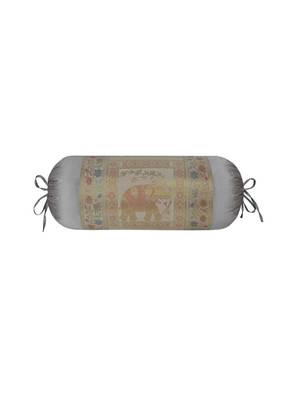 Lal Haveli Silk Fabric Designer Bolster Pillow Cover 30 x 15 inch 1