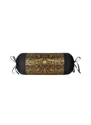 Lal Haveli Round Shape Decorative Silk Bolster Pillow Cover 30 x 15 inch 1