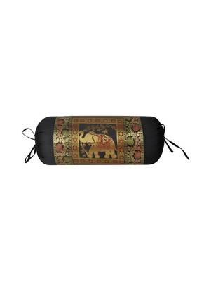 Lal Haveli Rajasthani Handmade Designer Silk Cervical Neck Pillow Cover 30 x 15 inch 1