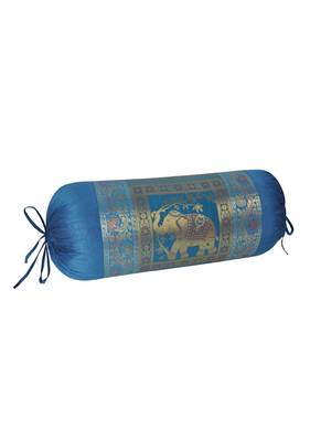 Lal Haveli Jaipuri Designer Round Shape Silk Bolster Pillow Cover for Home Decor 30 x 15 inch 2