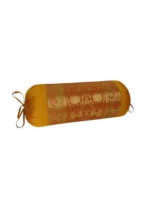 Lal Haveli Silk Fabric Round Bolster Pillow Cover 30 x 15 inch 2