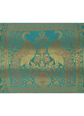 Lal Haveli Green Rajasthani Hand Art Peacock Work Design Silk Bolster 30 x 15 inch 3