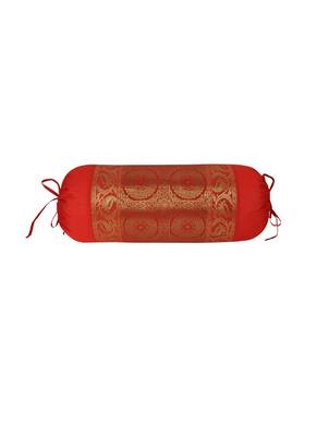 Lal Haveli Decorative Silk Fabric Round Bolster Cushion Covers 30 x 15 inch 1