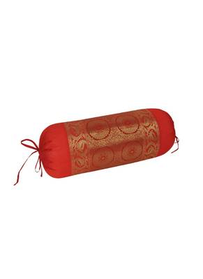 Lal Haveli Decorative Silk Fabric Round Bolster Cushion Covers 30 x 15 inch 2