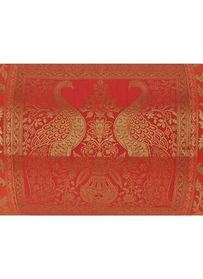 Lal Haveli Peacock Design Silk Bolster Cushion Cover 30 x 15 inch 3