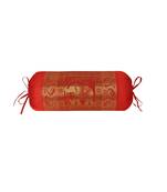 Lal Haveli Elephant Design Silk Fabric Bolster Pillow Cover 30 x 15 inch