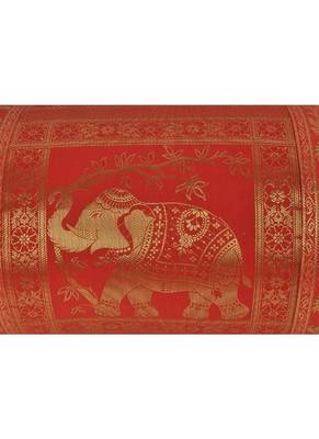 Lal Haveli Elephant Design Silk Fabric Bolster Pillow Cover 30 x 15 inch 3