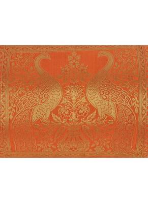 Lal Haveli Orange Silk Bolster Pillow Cover 30 x 15 inch 3