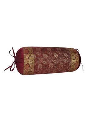 Lal Haveli Room Decorative Round Silk Bolster Pillow Covers 30 x 15 inch 2