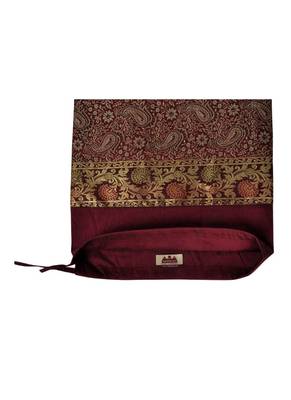 Lal Haveli Designer Silk Bolster Pillows Cushion Cover Maroon Color 30 x 15 inch 4