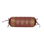Lal Haveli Room Decorative Silk Fabric Designer Bolster Pillow Cover 30 x 15 inch