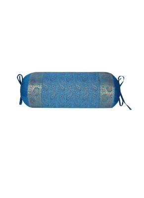 Lal Haveli Ethnic Designer Silk Round Bolster Pillow Cover 30 x 15 inch 1