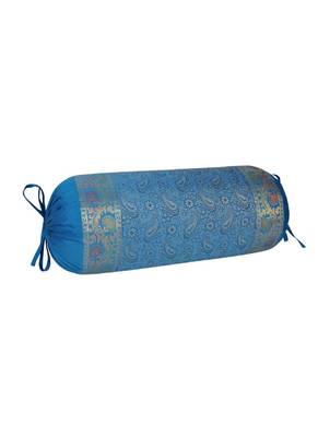 Lal Haveli Ethnic Designer Silk Round Bolster Pillow Cover 30 x 15 inch 2