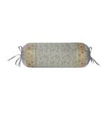 Lal Haveli Rajasthani Designer Grey Silk Bolster Cushion Cover 30 x 15 inch