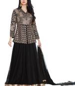 Black embroidered net Anarkalli lehenga with peplum top