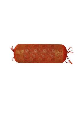 Lal Haveli Living Room Decorative Handmade Silk Bolster Pillow Cover 30 x 15 inch 1