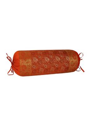 Lal Haveli Living Room Decorative Handmade Silk Bolster Pillow Cover 30 x 15 inch 2