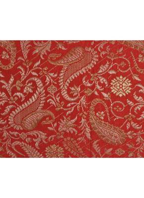 Lal Haveli Red Designer Silk Bolster Pillow Cushion Cover 30 x 15 Inch 3