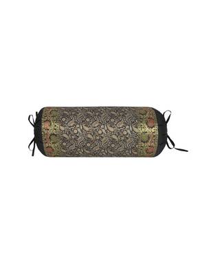 Lal Haveli Handmade Paisley Design Black Color Cylindrical Shape Pillow Cover 30 x 15 Inch 1