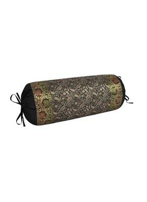 Lal Haveli Handmade Paisley Design Black Color Cylindrical Shape Pillow Cover 30 x 15 Inch 2