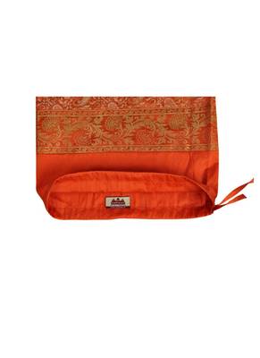 Lal Haveli Orange Color Silk Bolster Pillow Cover for Sofa Decor 30 x 15 Inch 4