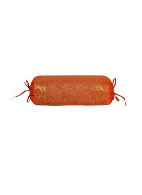 Lal Haveli Home Decorative Pailsey Design Silk Bolster Pillow Cover 30 x 15 Inch 1