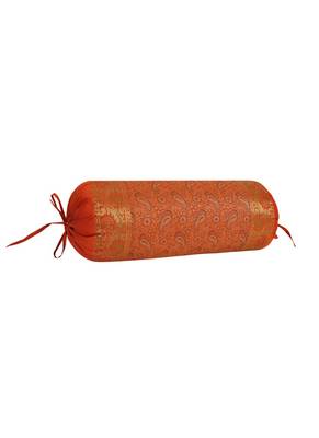 Lal Haveli Home Decorative Pailsey Design Silk Bolster Pillow Cover 30 x 15 Inch 2
