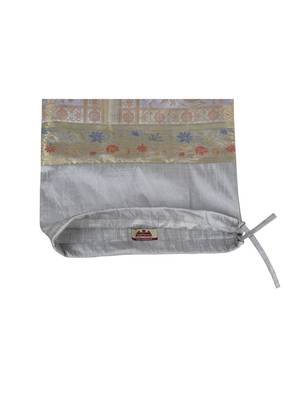 Lal Haveli Grey Color Peacock Design Silk Bolster Pillow Cover Sofa Decorations 30 x 15 Inch 4