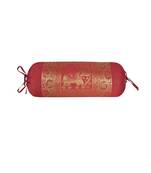 Lal Haveli Decorative Elephant Silk Round Bolster Pillow Cover 30 x 15 Inch