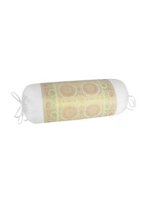 Lal Haveli Silk Fabric Designer White Color Bolster Pillow Cover 30 x 15 Inch 2
