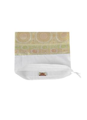 Lal Haveli Silk Fabric Designer White Color Bolster Pillow Cover 30 x 15 Inch 4