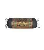Lal Haveli Elephant & Peacock Design Decorative Silk Bolster Pillow Cover 30 x 15 Inch