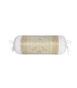 Lal Haveli White Color Peacock Design Silk Bolster Pillow Cushion Cover 30 x 15 Inch