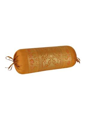 Lal Haveli Peacock Elephant Design Silk Bolster Pillow Cushion Cover 30 x 15 Inch 2