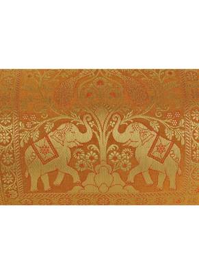 Lal Haveli Peacock Elephant Design Silk Bolster Pillow Cushion Cover 30 x 15 Inch 3