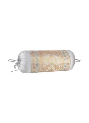 Lal Haveli Grey Sofa Decorations Silk Bolster Pillow Cushion Cover 30 x 15 Inch 2