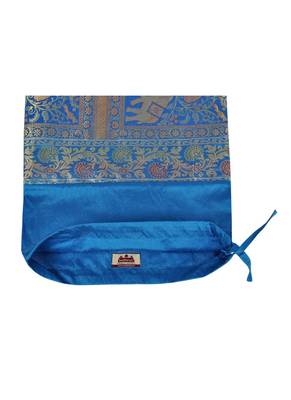 Lal Haveli Handmade Elephant Peacock Design Silk Fabric Round Bolster Pillow Cover 30 x 15 Inch 4